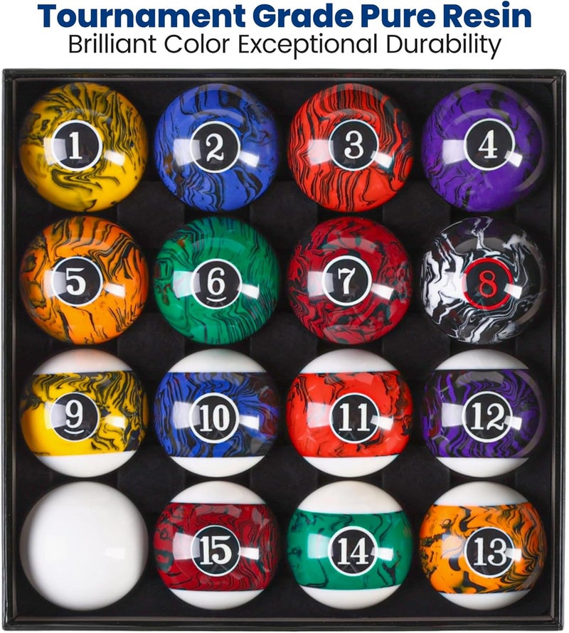 JOLORLY Pool Balls Billiard Set – 2-1/4" Regulation Size, 6 oz Professional Weight, AAA Grade Pure Resin, Pool Table Balls for Tournament, Bar, Game Room & Gifts - Image 2